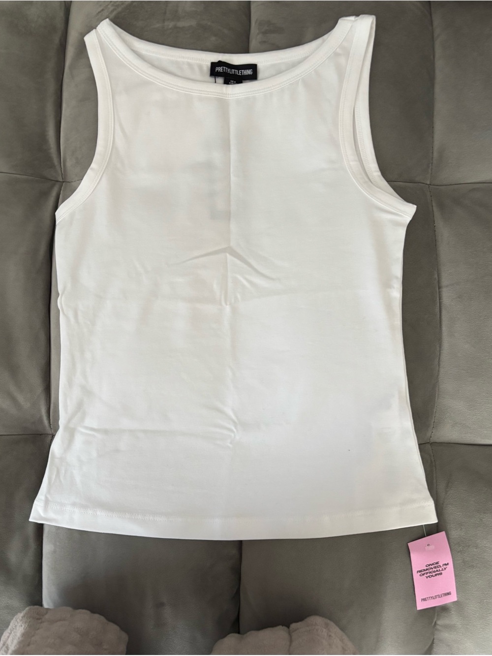 PRETTYLITTLETHING White Ribbed Tank Top